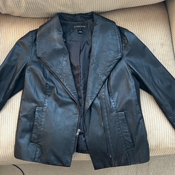 Genuine leather shell cropped jacket. - Picture 1 of 3